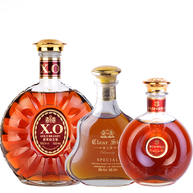 3瓶洋酒白兰地 xo500ml 248ml 248ml正品 送洋酒杯