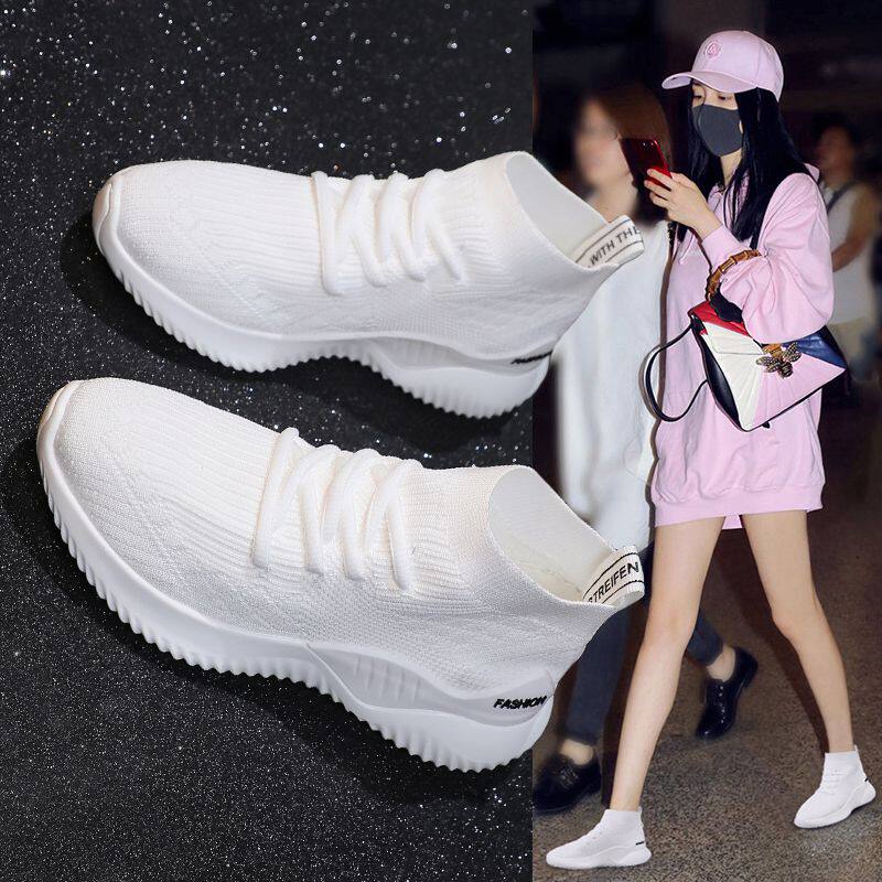 袜子鞋女2020春季新款百搭厚底高帮运动鞋弹力袜鞋休闲老爹鞋女潮