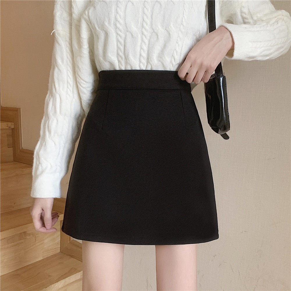 黑色短裙女秋冬2020新款高腰显瘦一步裙包臀a字裙半身裙大码胖mm