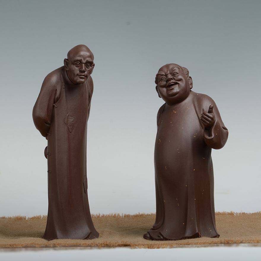 宜兴紫砂雕塑名家 郭栋 《相声》