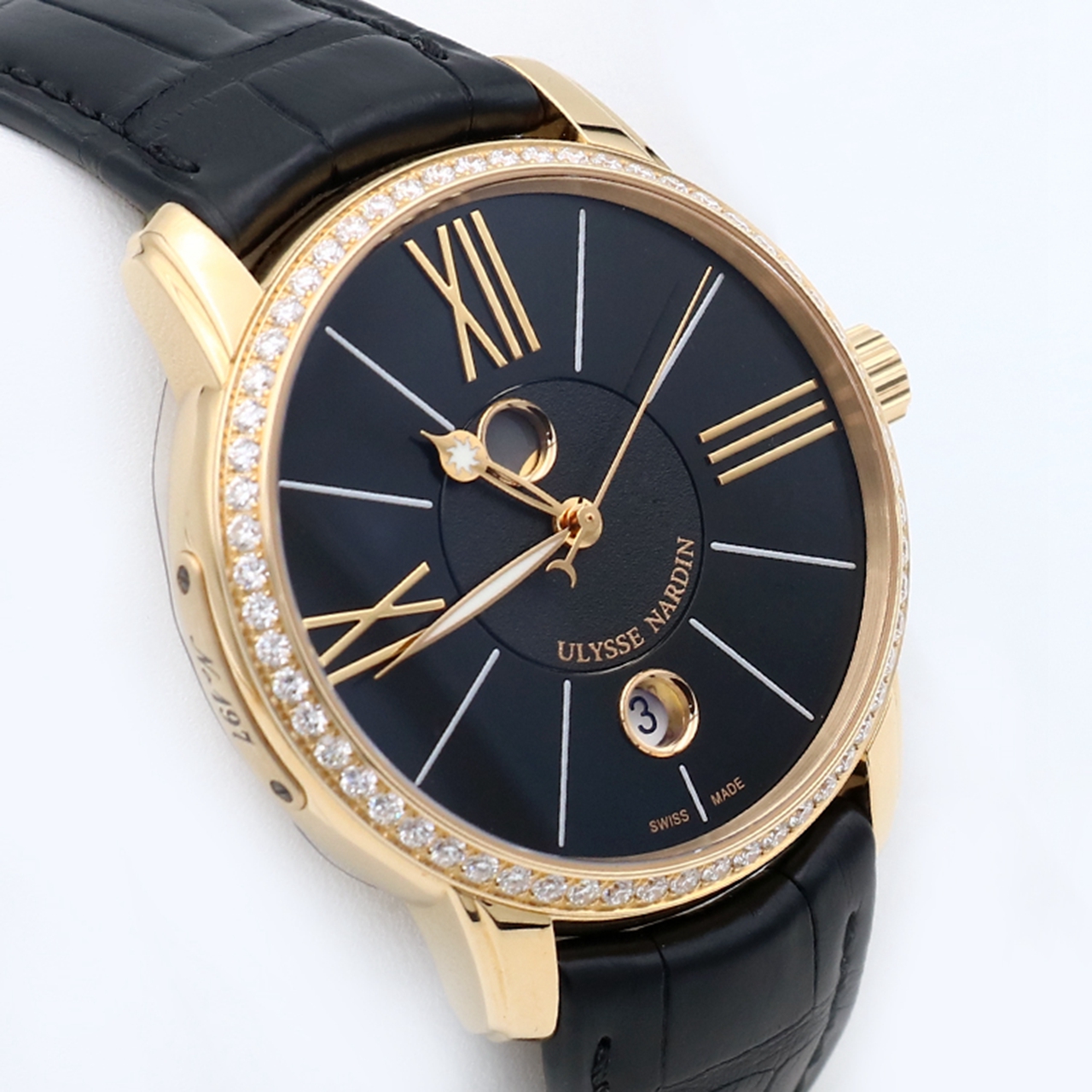 [9.9新]编号14雅典鎏金系列18k玫瑰金镶钻自动机械男表d021