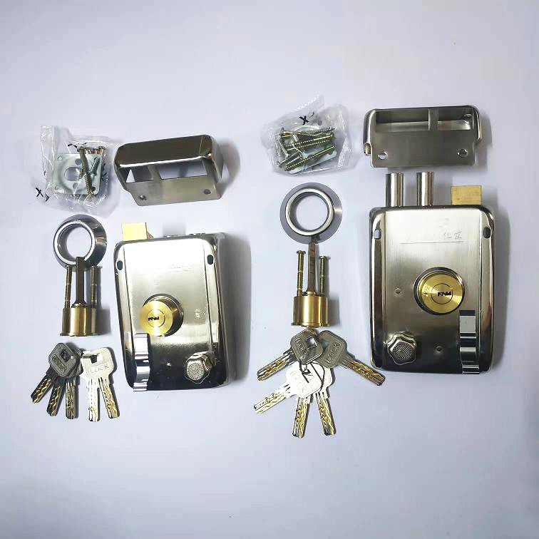 通用型带钥匙超B级KC匙外装门锁拉丝防盗锁铜锁芯铜斜舌铝合金