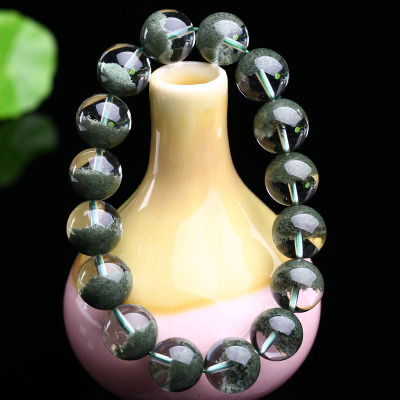 典藏级天然绝美顶级绿幽灵颗颗聚宝盆手链(顶级收藏品)