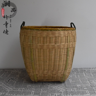 包邮手工竹编筐精致大竹筐篓子超市饭店展示收纳篮竹箩筐抬篓特价