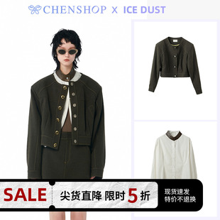 ICE DUST时尚圆领绗线短款夹克长袖衬衫短半裙CHENSHOP设计师品牌