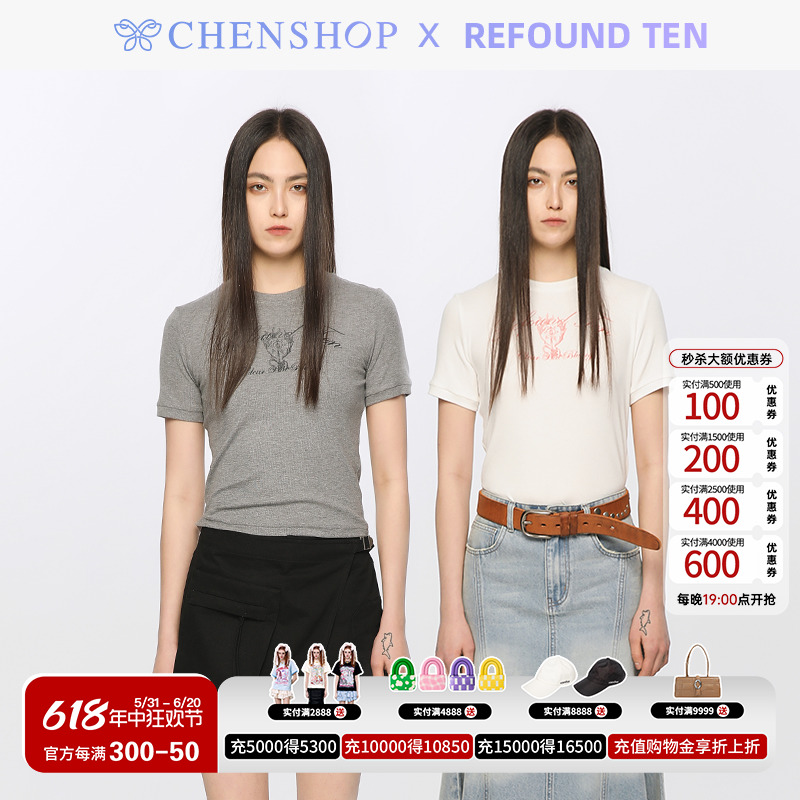 REFOUND TEN时尚潮流复古字母印花小板T短袖CHENSHOP设计师品牌