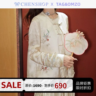TAG & OMZO新中式风格斜扣袖口拼接设计衬衫上衣女CHENSHOP设计师