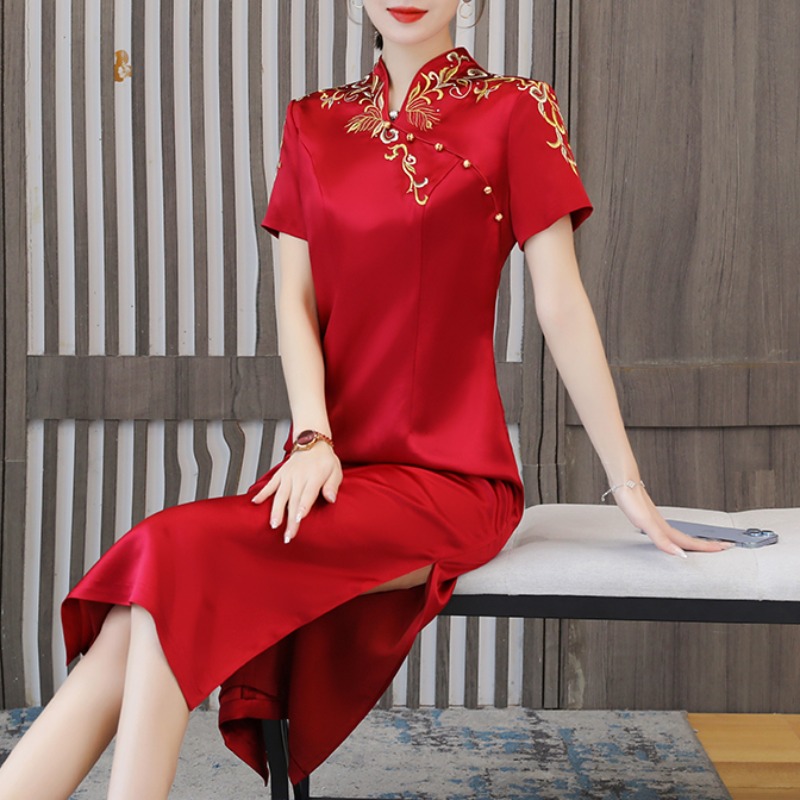 高端喜婆婆婚宴装年轻时尚妈妈婚宴礼服改良送考旗袍高档夏季裙子|msdalam kategori Aksesori/Belt kulit/Hat/Muffler, 汉服/民族特色服配, 民族特色服配 - dari Buy2taobao.com untuk memberikan perkhidmatan ejen Taobao profesional membeli