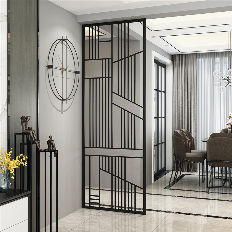 轻奢铁艺屏风隔断客厅镂空入户玄关现代办公室网红餐厅酒吧楼装饰