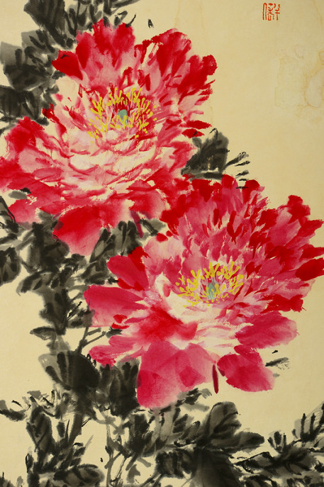 陈半丁,王雪涛款 牡丹幽兰图