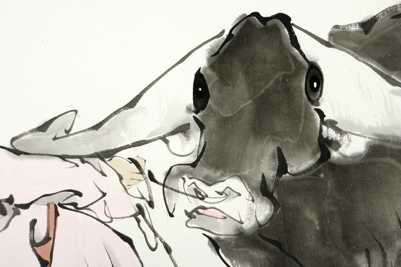 范曾(款) 牧牛图