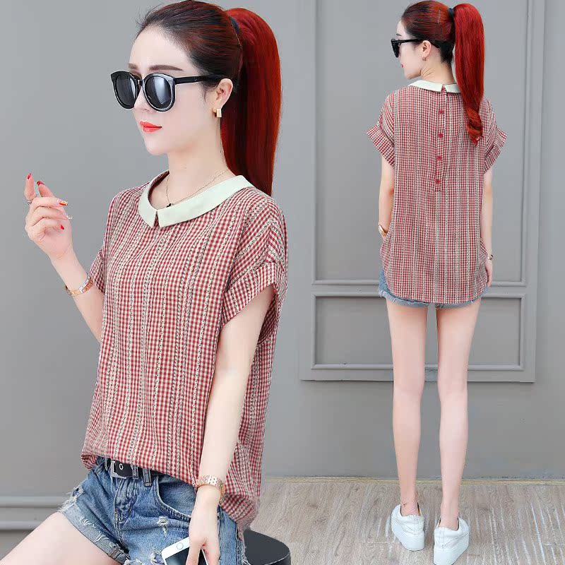 t恤女士短袖2019夏季新款ins潮格子体恤超火cec韩版宽松时尚衣服|ruв категории Женская одежда, футболка - от Buy2taobao.com для оказания профессиональной услуги покупки агента Taobao