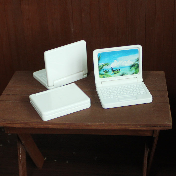 白色笔记本电脑迷你道具6分8分12分可用ob11兵人bjd娃娃