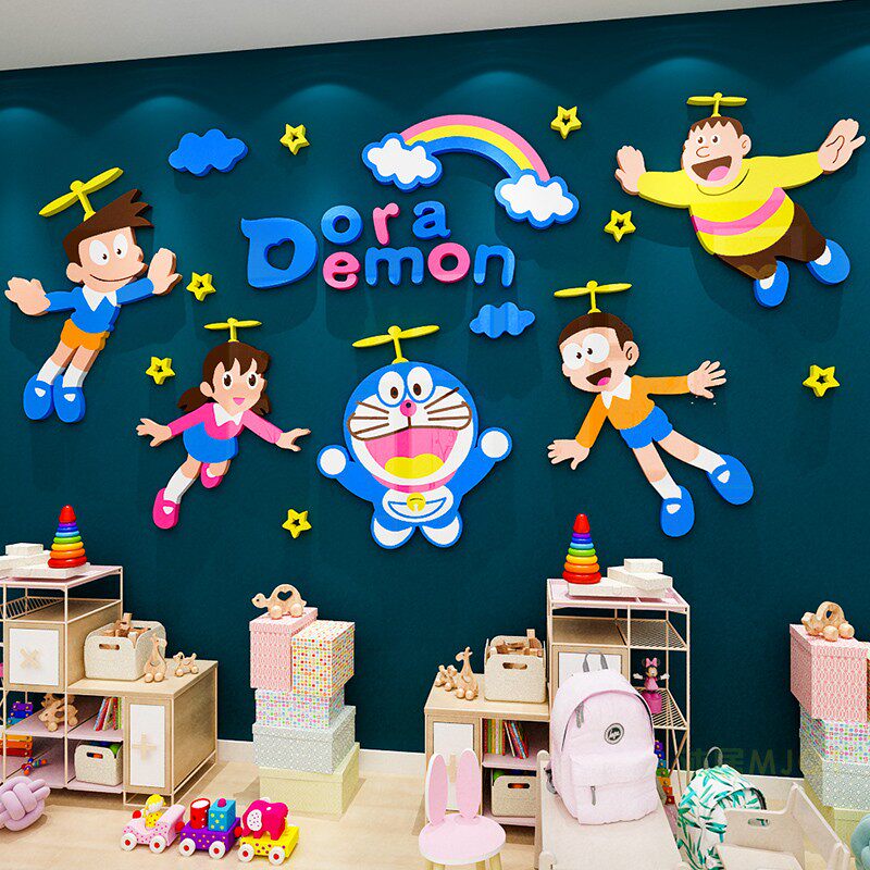 幼儿园环创主题墙面装饰哆啦a梦卡通叮当猫3d立体墙贴儿童房布置