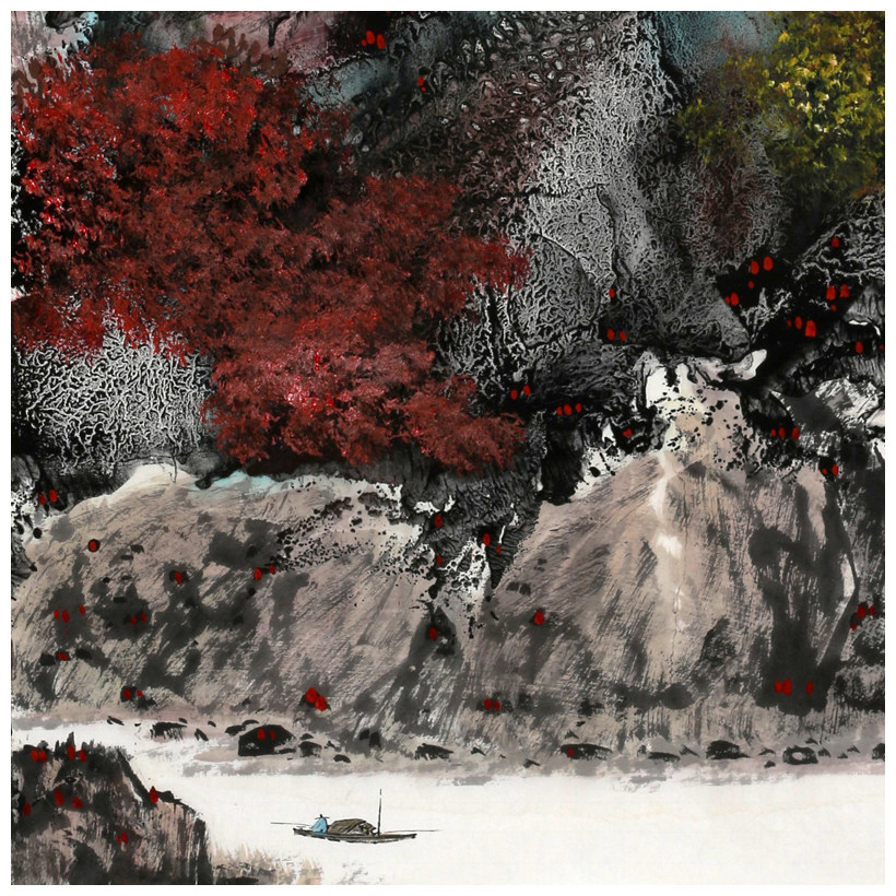 【即刻拍】杨志安《十月染秋山》国家一级美术师 肌理画派创始人