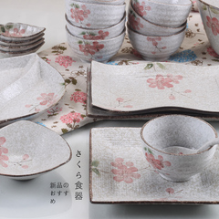 日式和风手绘陶瓷日用餐具碗面碗盘子正长方三角碟日韩风瓷器创意