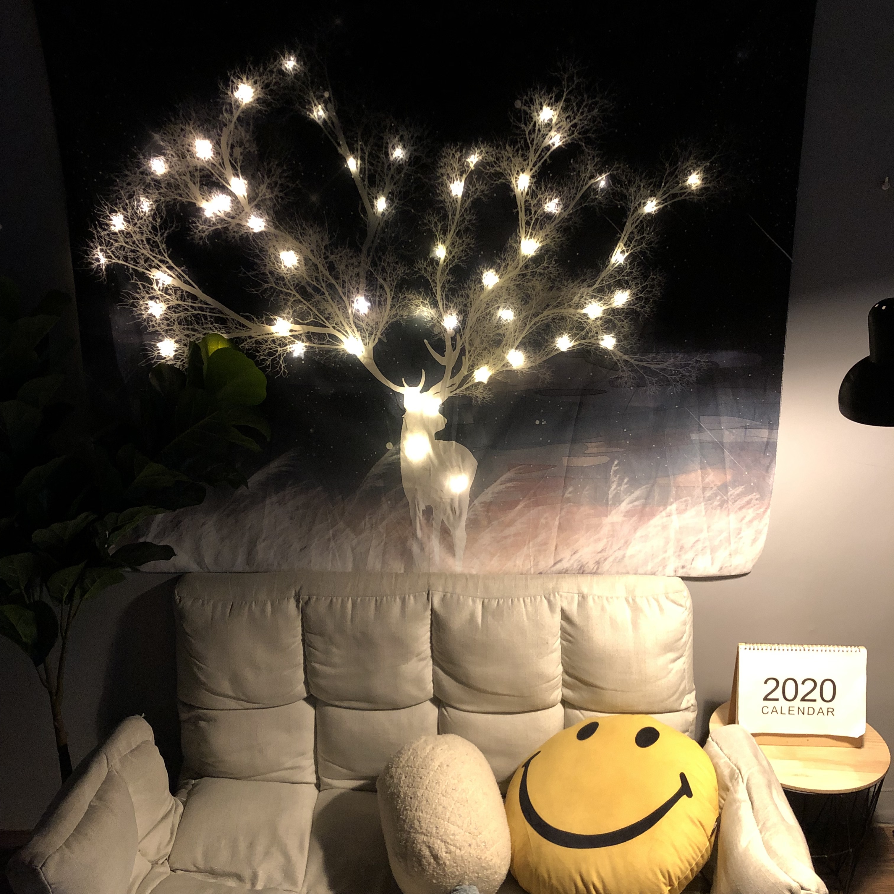 发光鹿ins装饰网红布置房间背景布床头挂布卧室墙布网红民宿挂布