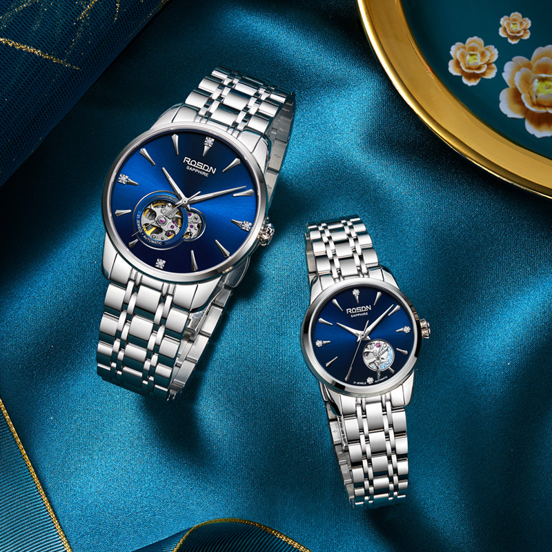 劳士顿日月星辰机械表情侣款正品一对镂空时尚2021年新款手表2649