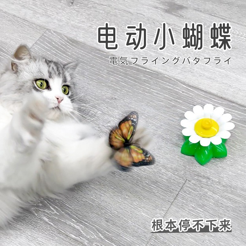 电动旋转猫玩具自动逗猫棒蝴蝶解闷猫