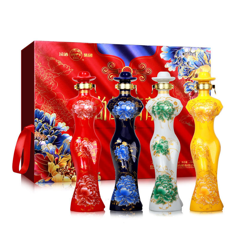 汾酒集团53度旗袍酒尚品清韵白酒250mlx4高度礼盒装清香型白酒