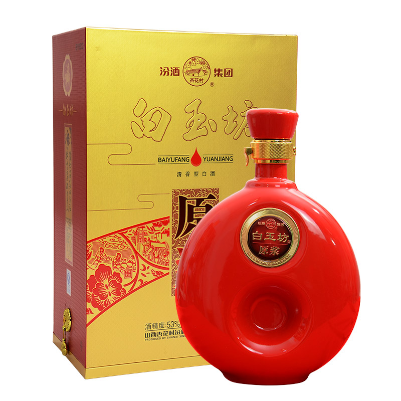 2018年老酒汾酒集团53度白玉坊酒1.5l大坛装高度清香型礼盒白酒