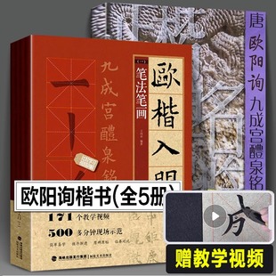 5册 欧阳询楷书字帖+欧楷入门1+1 欧阳询楷书入门基础教程 基本笔画部首结构 九成宫醴泉铭成人书法毛笔字帖教程欧楷体书法教程书