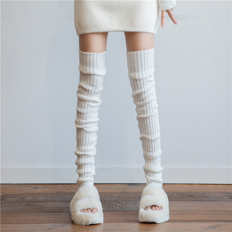 加长白色堆堆袜秋冬保暖y2k袜套超长中筒过膝盖长筒腿套JK小腿袜