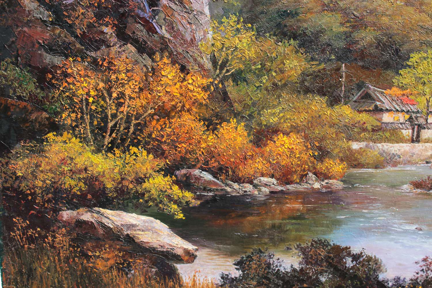 朴胜基《故乡风景》朝鲜名家油画力作【白头山出品】