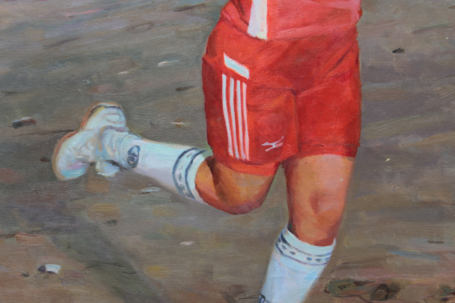 李财演《足球姑娘》朝鲜名家油画【白头山出品】