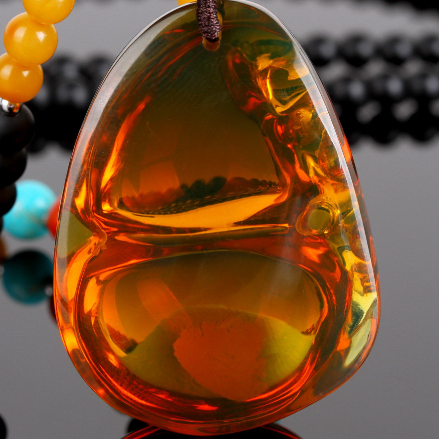 27.20克 巧雕福禄【血蓝珀】5a净水蓝珀挂件 854690