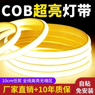 220v灯带led灯条可自粘免吊顶客厅柜子户外防水超亮嵌入式cob线形