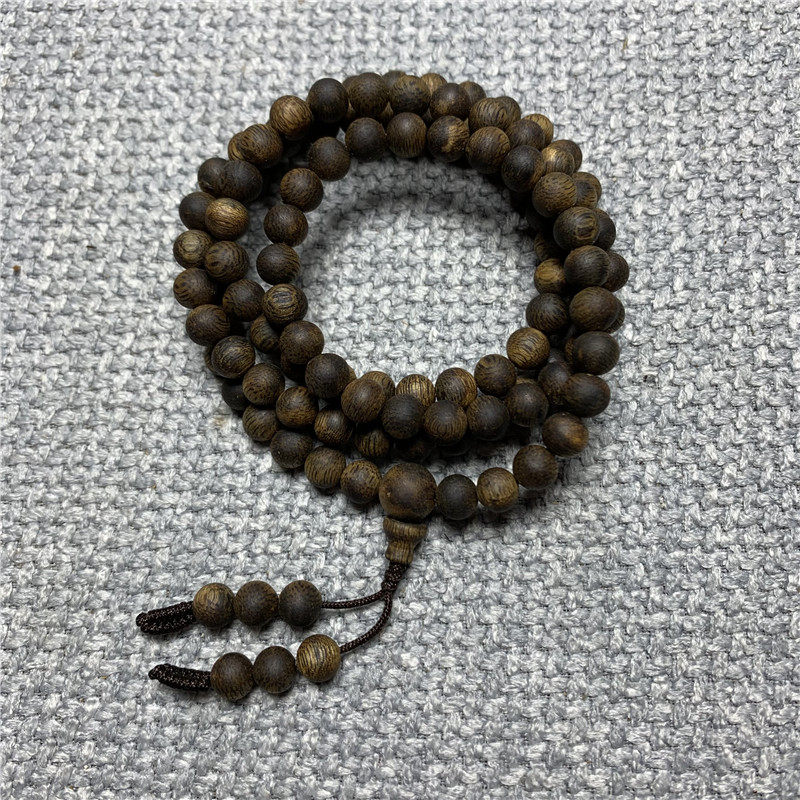 海南乌身圆叶奇楠沉香手串桶珠天然保真棋楠鼓珠木手链女男士单圈