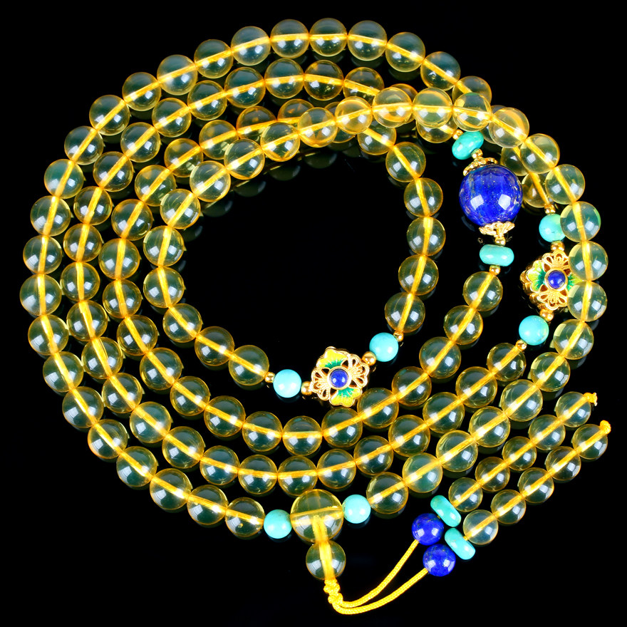 70克 7.1mm 3a净水梦幻蓝珀108佛珠圆珠项链手串