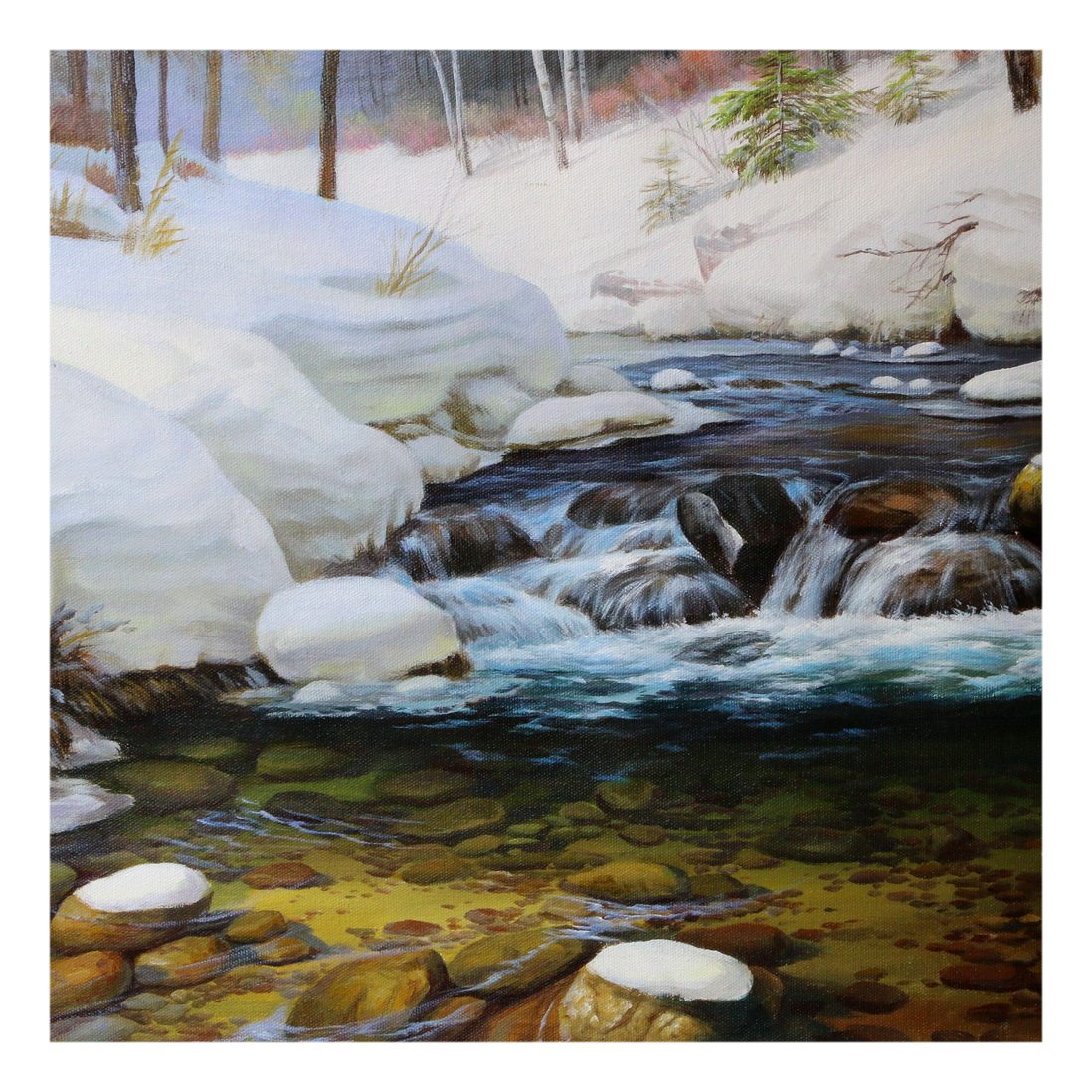 (朝鲜)功勋艺术家申永生《溪谷雪景》万寿台创作社 大卫画廊