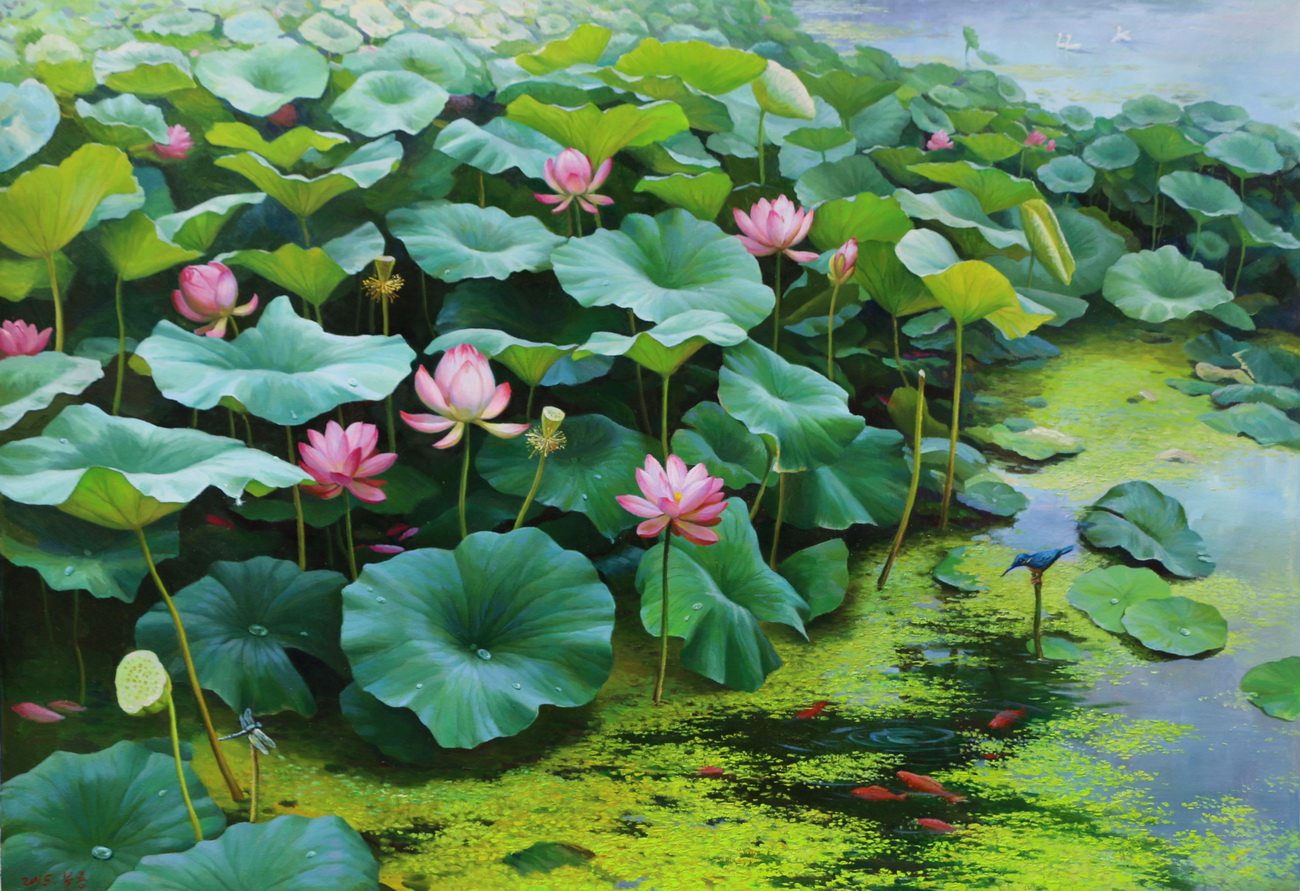 安峰龙《荷塘》中央美术创作社
