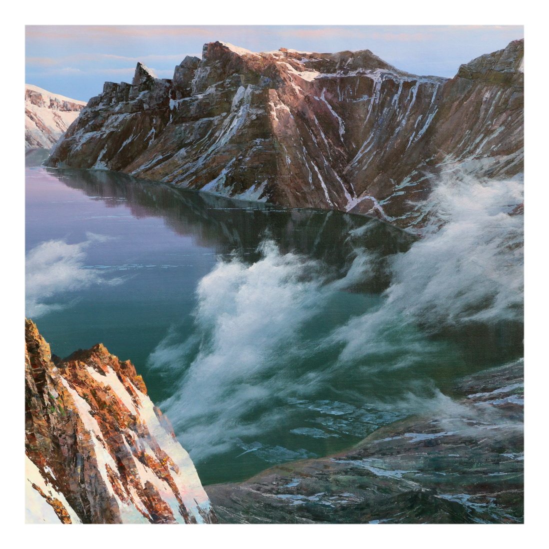 (朝鲜)2.5米巨幅 人民艺术家李春植《天池-聚宝盆》白虎创作社