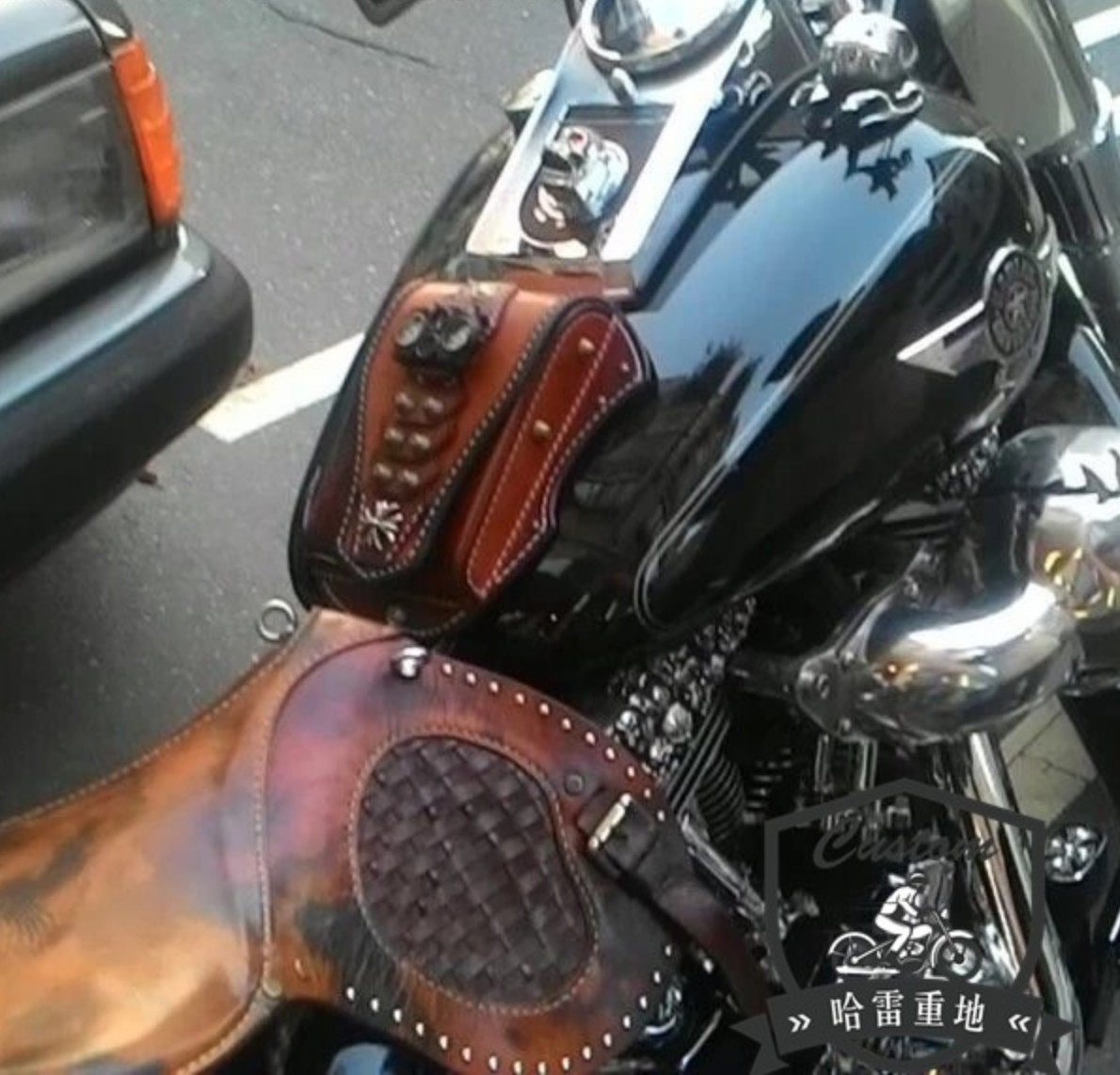 重地软尾肥仔街霸司令运动者滑翔手工定制纯牛皮哈雷油箱包真品