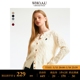 WHOAU官方正品2023年新款羊毛女圆领麻花纹开衫毛衣WHCKD4902F