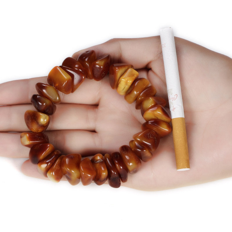 38g 天然琥珀 顶级老蜜蜡手链 深沉褐黄