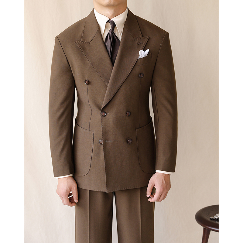 英伦店男装的优惠券大全—休闲双排扣西装男秋冬戗驳领修身免烫绅士