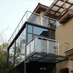 简约网红磨砂黑钢化玻璃楼梯扶手护栏室内家用不锈钢阳台玻璃护栏