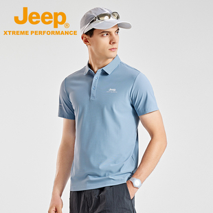 Jeep吉普户外新款短袖POLO衫男商务纯色夏季T恤翻领透气运动男装