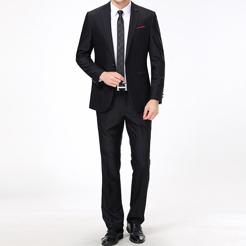 秋季男式商务酒店西装羊毛正装工作韩版修身免烫西服套装侧开衩优惠券