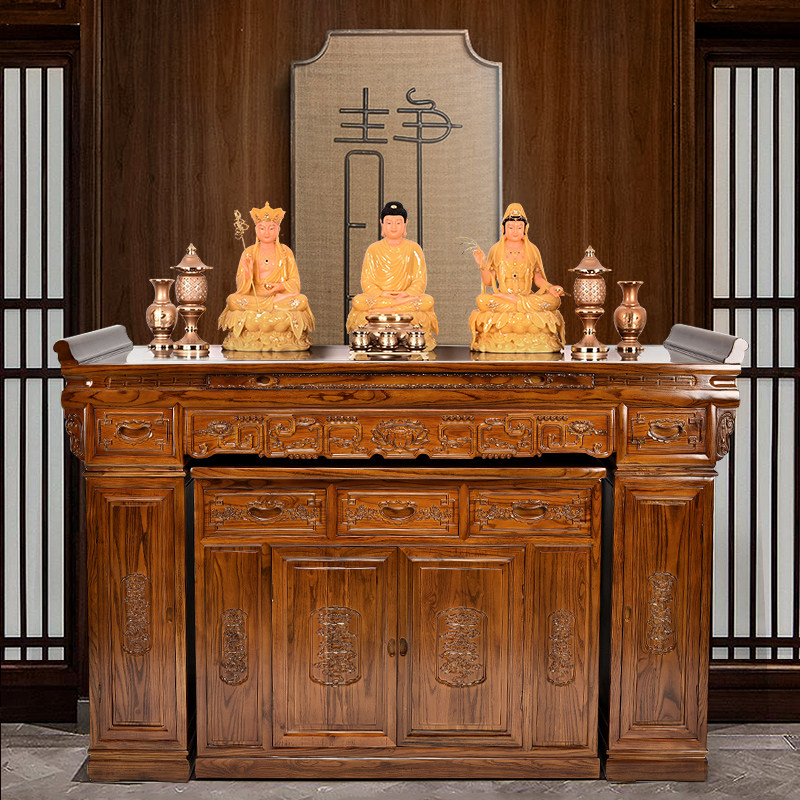 实木樟木供桌佛台家用供台神台佛桌雕花财神爷供奉桌寺庙条案案台
