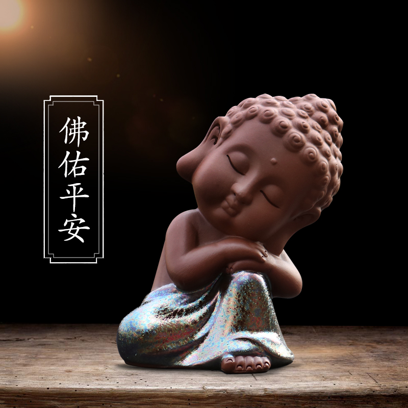 车载禅意小如来创意佛像系手工雕刻高温烧制装饰用品可爱汽车摆件