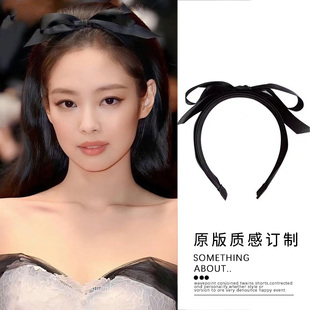 Jennie金智妮同款黑色缎面蝴蝶结发箍赫本风高级感压发头箍头饰女