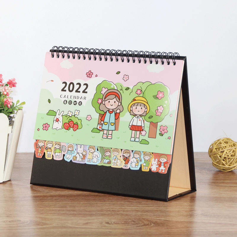 2022年小台历可爱记事本日历桌面摆件简约小清新少女心可定制创意