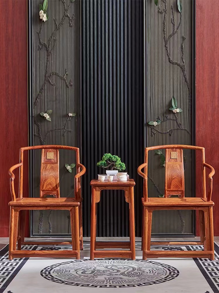 红木花梨木刺猬紫檀新中式南官帽椅仿古榫卯结构