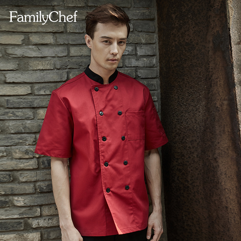 FamilyChef厨师服长袖七分袖男女秋冬装后厨工作服双排扣餐厅酒店