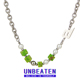 UNBEATEN绿色串珠拼接字母钛钢项链小众设计高级感卫衣链男女配饰